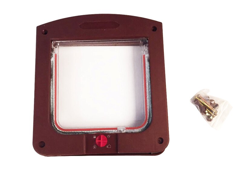 pawstrip 4 Way Lockable Cat Flap Door Small Dog Door Gate Safe Cat Door Flap Pet Tunnel Door For Cat 22*20*3cm White Coffee: Coffee