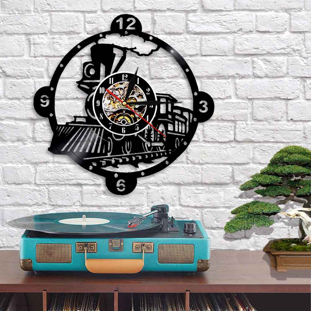 Mooie dame kunst decoratieve wandklok mooi meisje vinyl record tijd