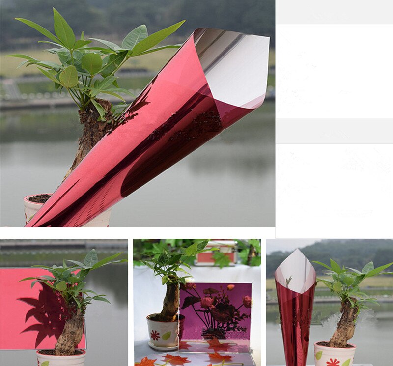 Sunice Silver&Red Privcacy decorative Window Film One Way Mirror Solar Tint Home Building Window Glass Film 50cmx500cm