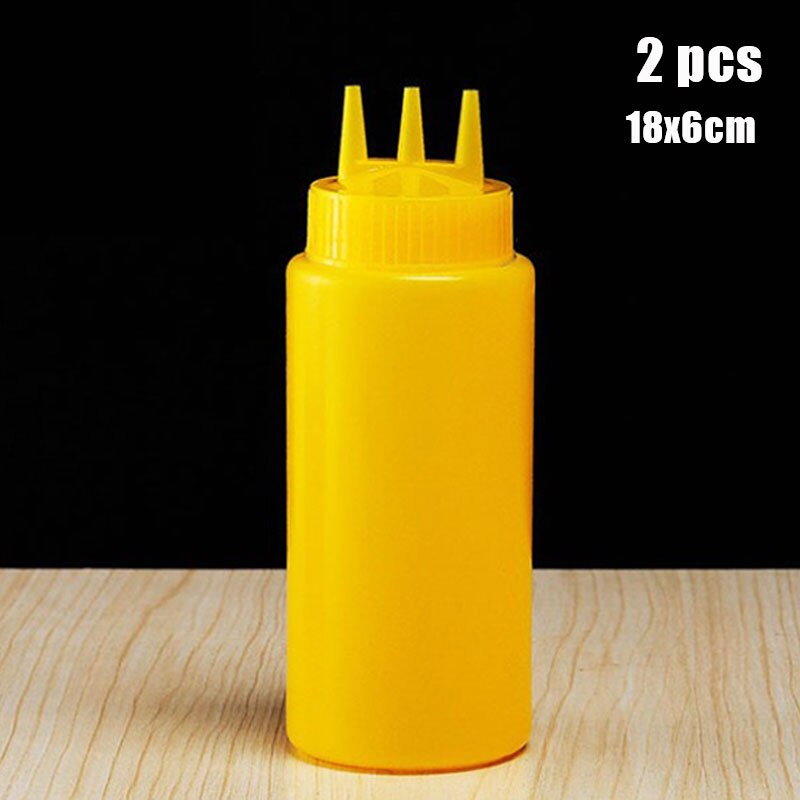 3 Holes 800ML Twist Cap Squeeze Bottle Food Grade Plastic Ketchup Mustard Mayo Sauces Olive Oil Bottles Kitchen Gadgets