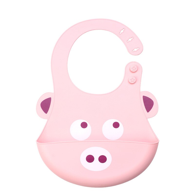 XCQGH Neugeborenen Baby Lätzchen Wasserdichte Silikon Baby Schürzen Fütterung Bib Infant Speichel Handtücher Baby Cartoon Bib Baby EVA Baberos Bebe: pink pig