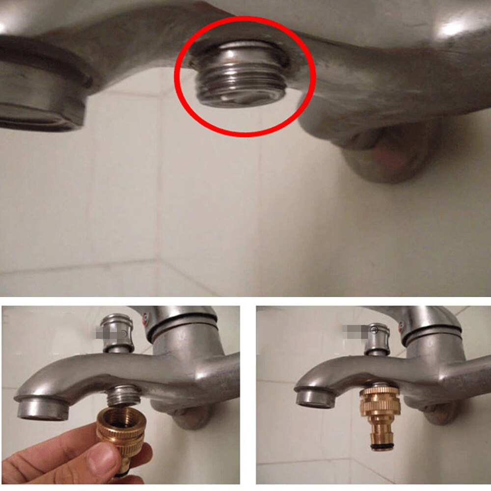 Messing vandhane hanetilslutning haveslange rør slange lynkobling vanding udstyr gevind kobber tilslutning led kobling adapter