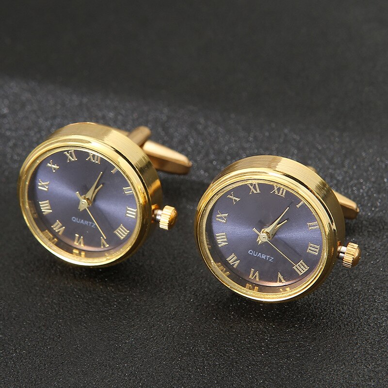 Luksus ure til mænd #39 klassisk fransk business skjorte tilbehør roterende ur guld manchetknapp jubilæum: Blå