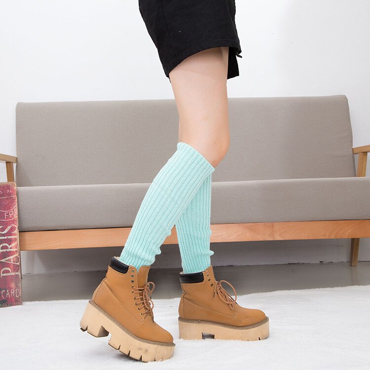 Calentadores de piernas para mujer elegantes de invierno abrigados a la para mujer estilo coreano tejido para mantener la rodilla estudiantes ocio mujer Chic: sky blue