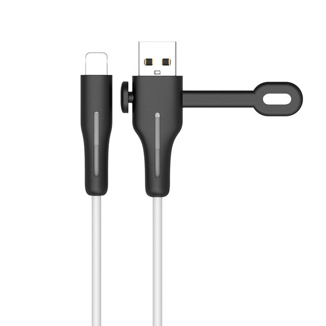 Voor Iphone Lader Kabel Beschermende Wrap Data Lijn Draad Protector Winder Bescherming Zachte Siliconen Kabel Protector Voor Iphone Usb: Black