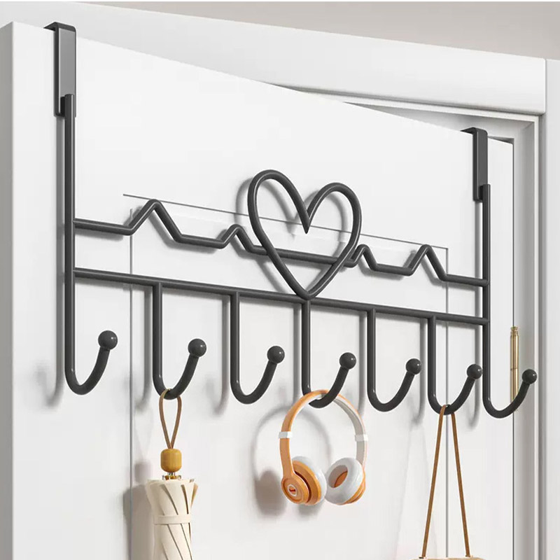 Gancho de almacenamiento para colgar en la pared, colgador de ropa sin perforaciones, accesorios organizadores de almacenamiento para dormitorio, puerta en forma de corazón
