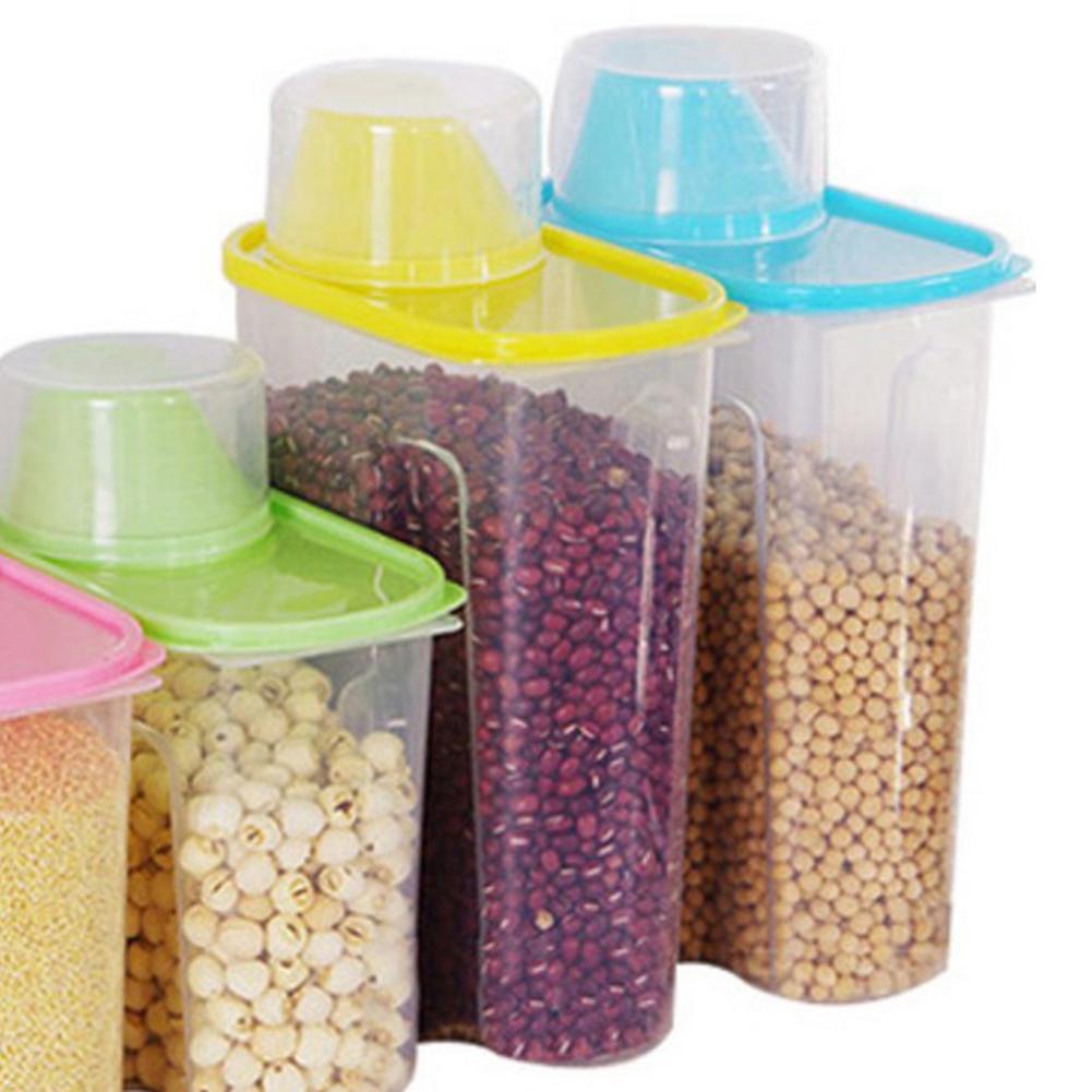 2.5L Large Capacity Kitchen Airtight Dry Food Cereal Storage Box Seal Pot Can