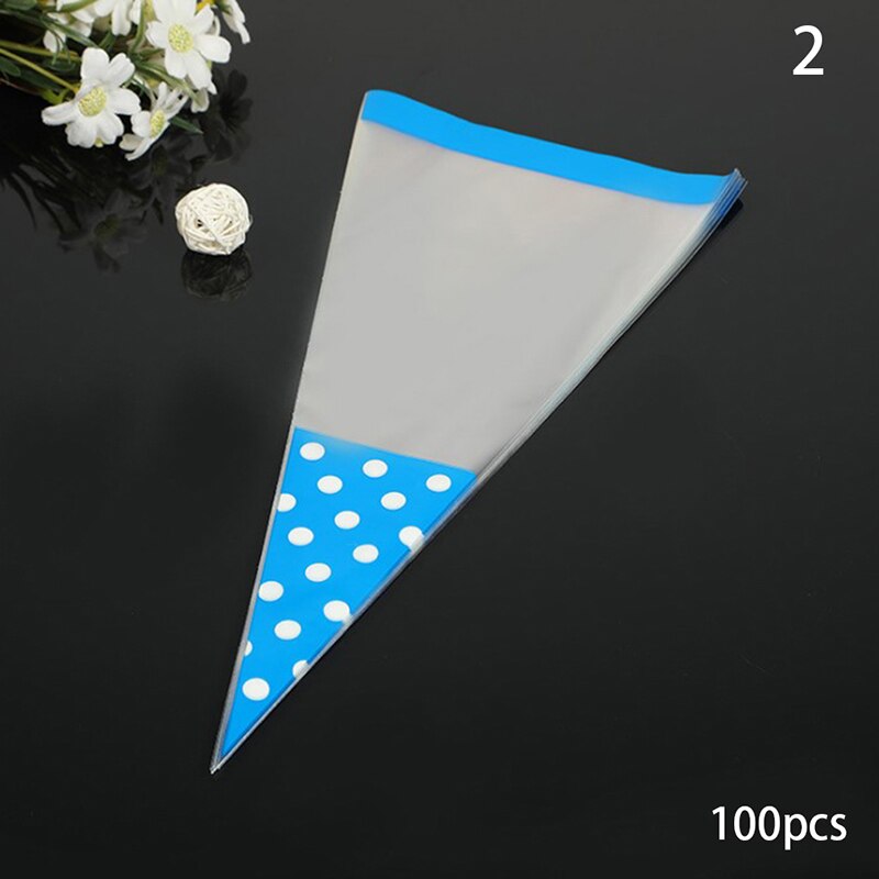 100pcs Transparent Süßigkeiten Verpackung Taschen Hochzeit Geburtstag Party Dekoration Süße Zellophan Candy Tasche Kegel Lagerung Verpackung Tasche: B