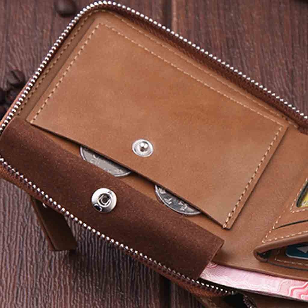 Bolsa da Carteira dos homens Curto Carteira Zíper Retro Multifunções Grande Capacidade Coin Purse cartão carteira кошелек женский кожа #20
