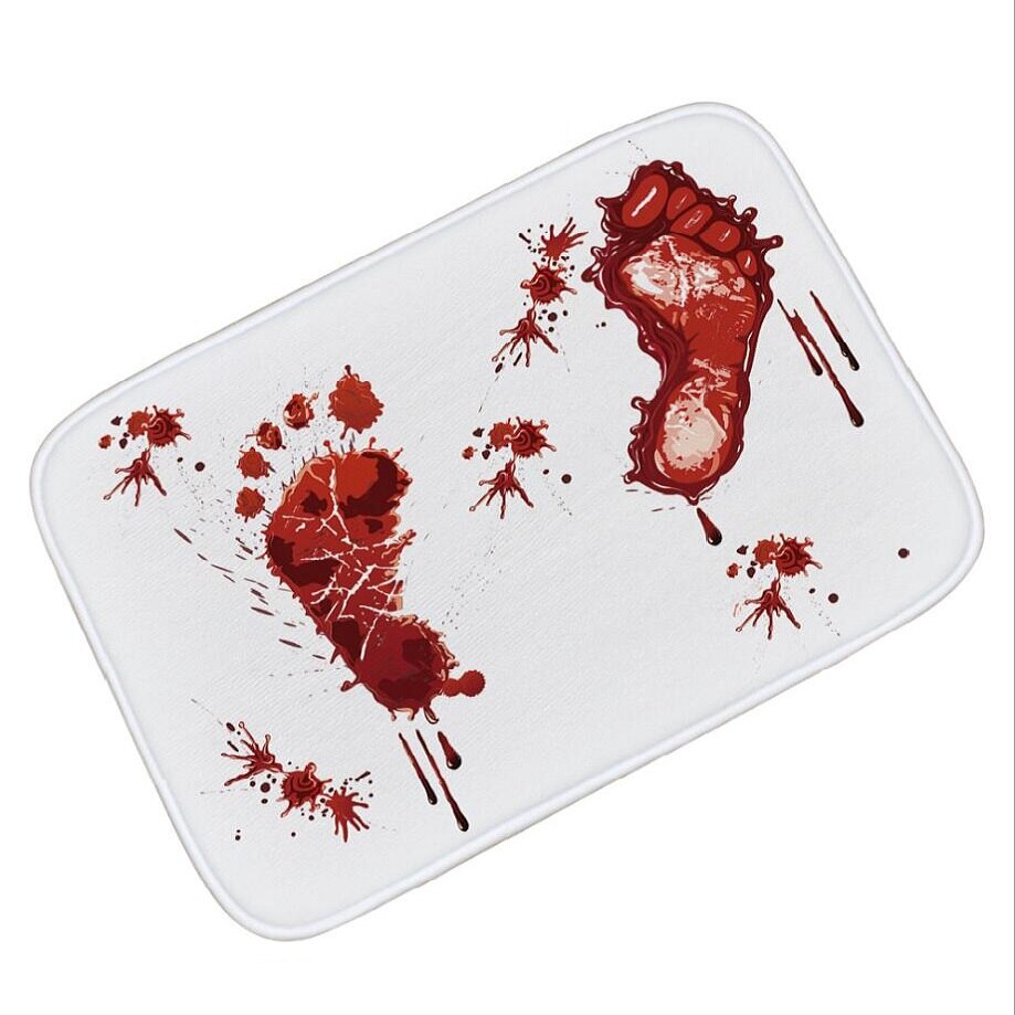 Empreintes de sang créatives tapis de bain tapis d'horreur tapis de toilette daim antidérapant absorbant douche tapis de salle de bain tapis de sol tapis de cuisine