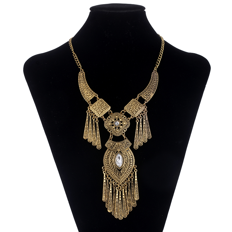 LOVBEAFAS Bohemian Choker Kraag Ketting Vintage Kwastje Verklaring Maxi Lange Ketting Vrouwen Collier Femme Sieraden