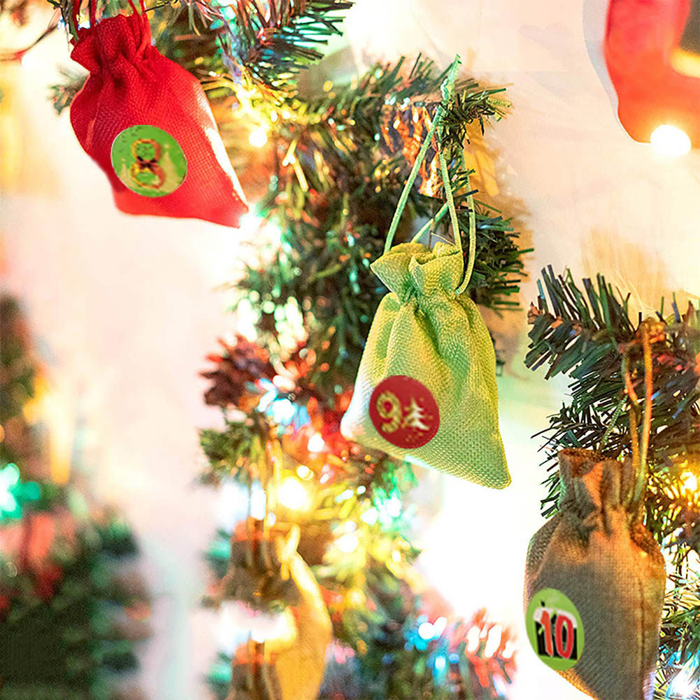 Advent Calendar Bags Set 24 Filling Fabric with Number Labels for DIY Christmas Decor DC120