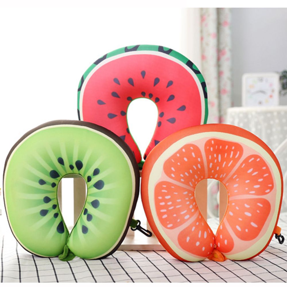 Fruit U Vormige Reiskussen Nanodeeltjes Nekkussen Watermeloen Citroen Kiwi Oranje Auto Kussens Zacht Kussen Reizen Accessoires