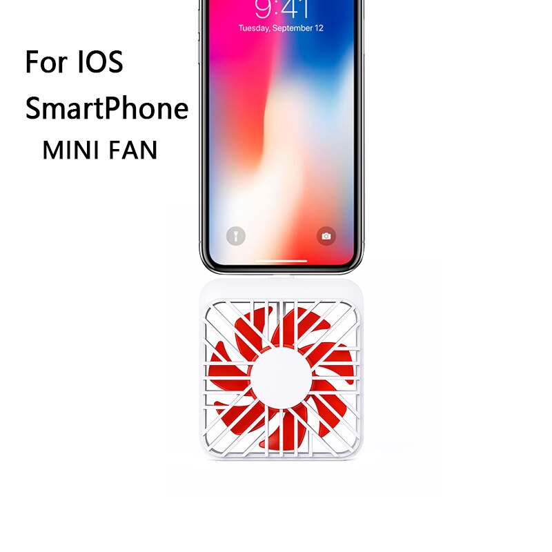 Portable Mini 2 In 1 Mobile Phone Fan, Type-C Adapter Type IOS Smartphone For Iphone Android Cooling Fan: White IP