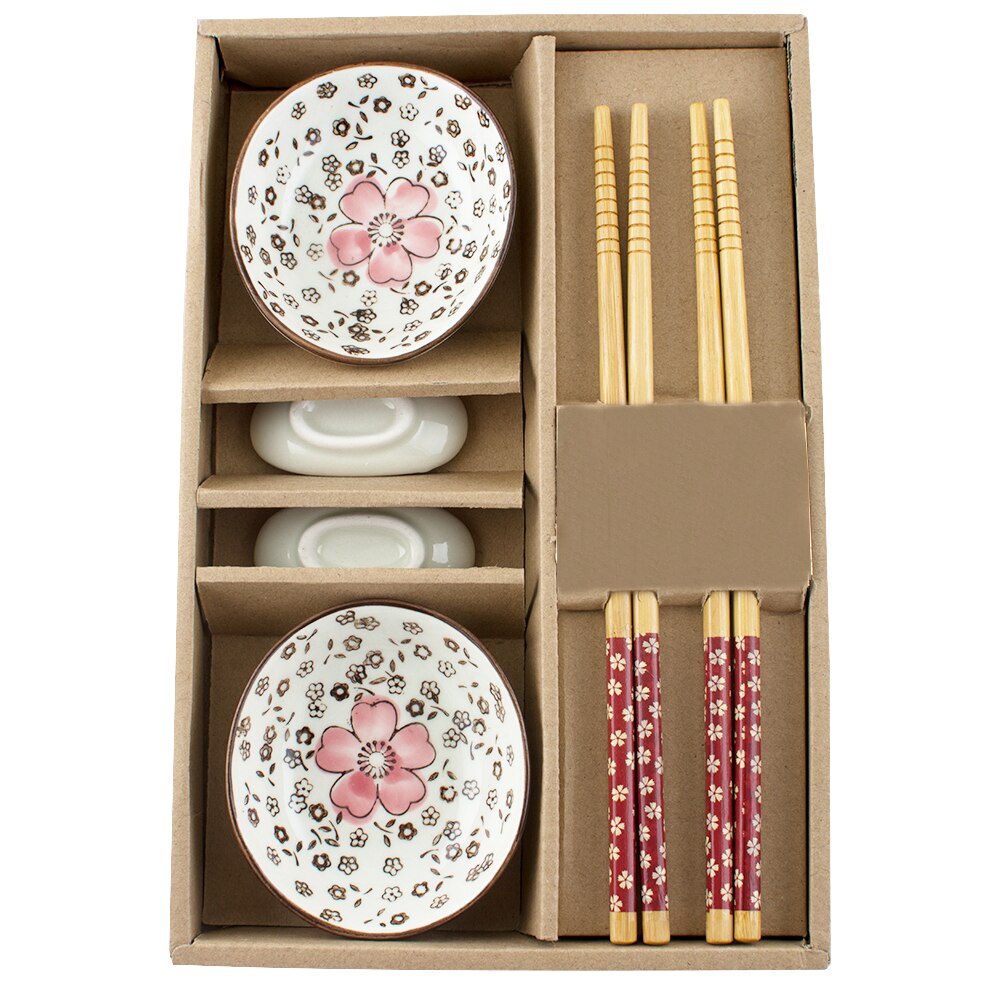 Japanese Tableware Set Ceramics Sushi Saucer Set for Two in Box 3 Colors