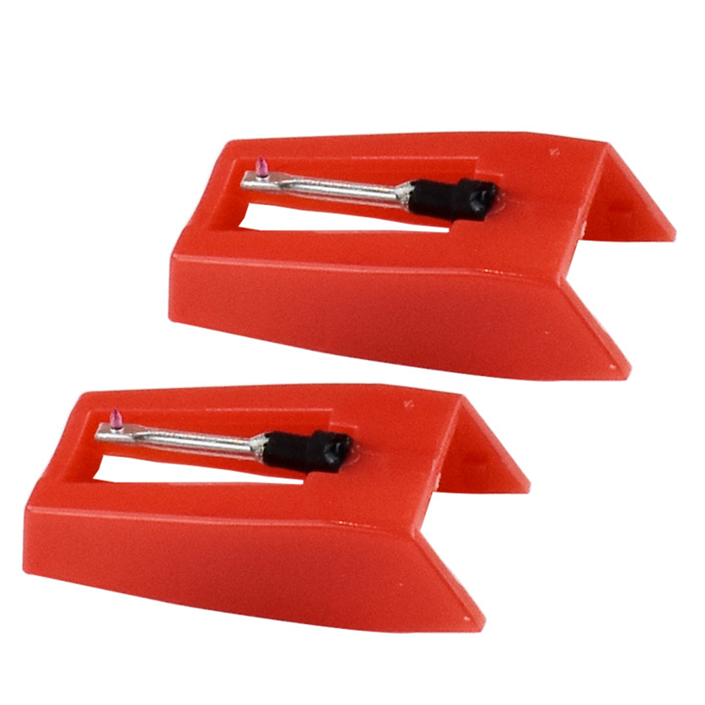 2Pcs Lp Draaitafel Fonograaf Diamond Stylus Naalden Platenspeler Universele Phono Stylus Cartridge Rack Headshell: Rood