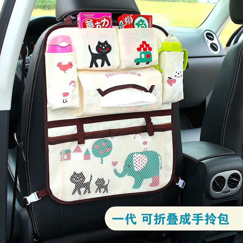 Multifunktionel bilsæde bageste ryg opbevaringsbag bagsæde hængende tasker polyester bil opbevaringsboks sikkerhedssæde arrangør forsyninger: 7