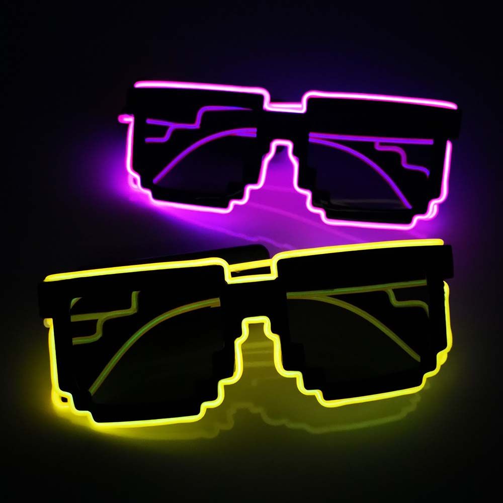 Decorações brilhantes para cosplay, adereços para festa, óculos com luz led piscante, óculos luminosos de led, óculos de sol brilhantes, óculos de mosaico
