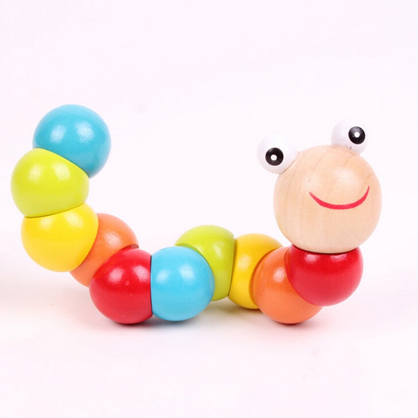 1 Pcs Educational Toys Flexibility Baby Wiggle Worm Interesting Kids Multicolor Wooden Puzzles Toy