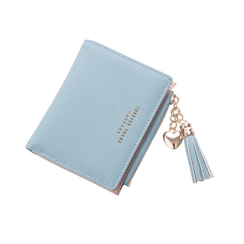 Portefeuilles Voor Meisjes Vrouwen Dame Clutch Lederen Portemonnee Korte Hasp Kwastje Rits Case Brief Portefeuilles: Blauw