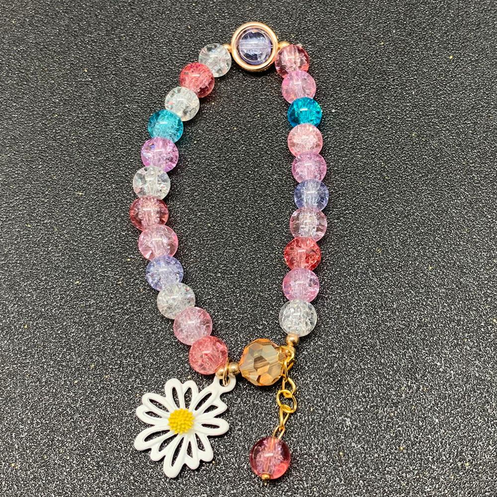 Bohemian Handmade Blume Form Lange Quaste Glas Armband Seld Baumeln Sets Frauen Multi Farbe Armbänder Schmuck Weihnachten: Multi Color Flower C