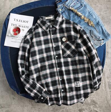 RUIHUO Plaid Shirts For Men Clothing Streetwear Men Shirt Black Long Sleeve Plaid Shirt Men Korean Clothes M-2XL: Black / M