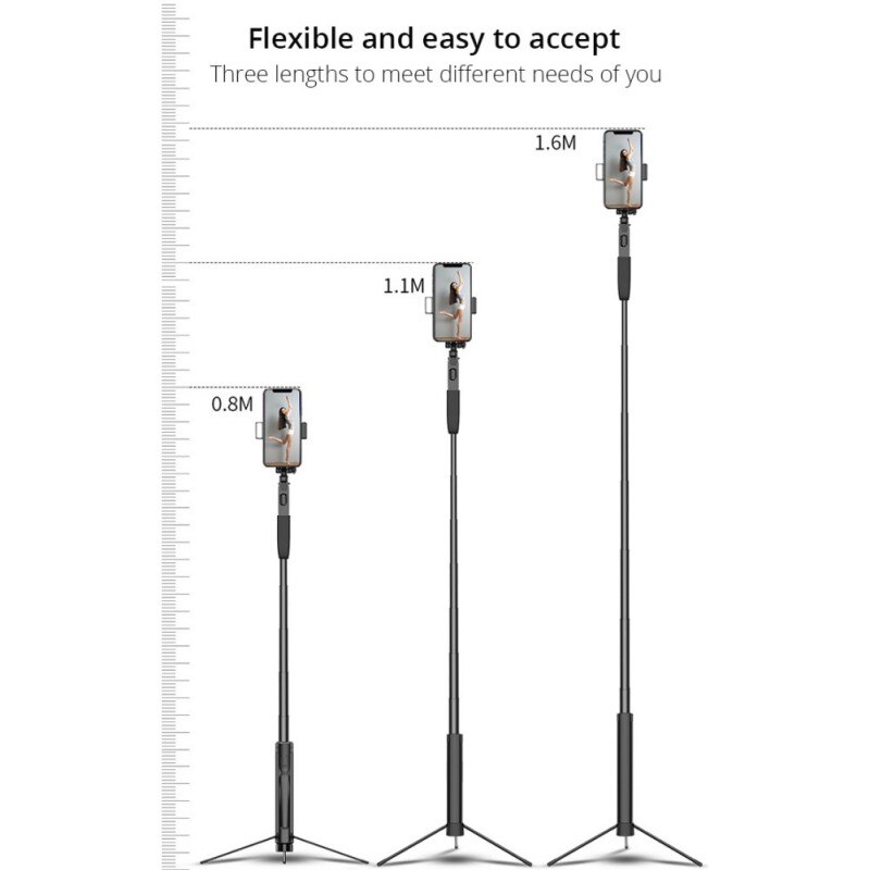 Mobiltelefon anti-ryste stabilisator kamera stativ folde gimbal udendørs sports selfie stick beslag