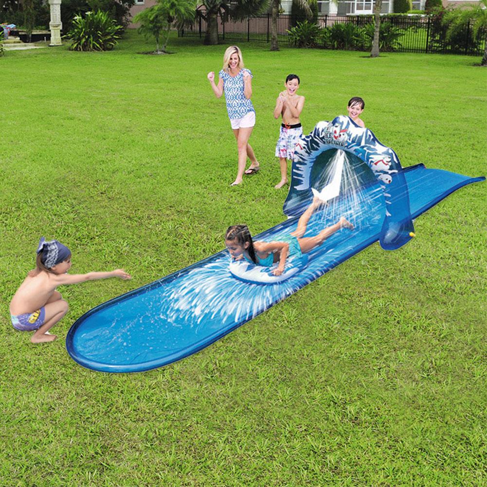 Single Surf Water Slide Children Summer Lawn Slides Outdoor Garden Backyard Fun Water Games Slide Spray Sprinkler Toy For Kids