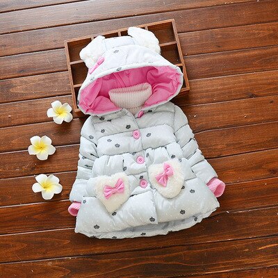 Manteau pour bébé fille, imprimé floral, capuche épaisse, veste pour bébé, automne hiver, 8BB010
