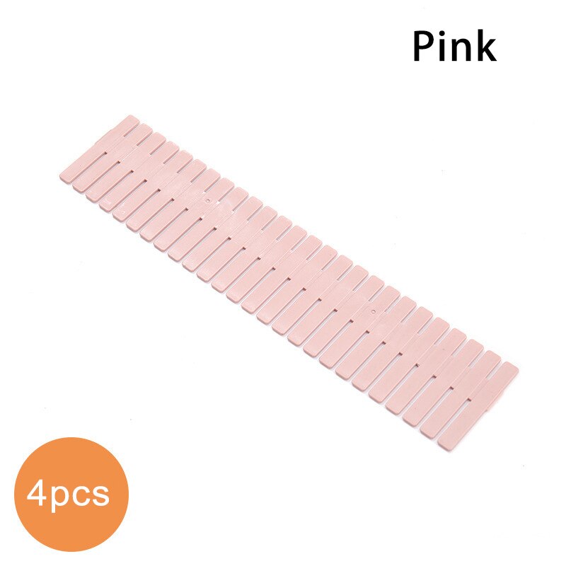 4 stk 37/47cm justerbar plast skuffe skillevæg diy opbevaringshylder husholdnings opbevaring arrangør skillevæg hjem værktøjer: 4 stk lyserød