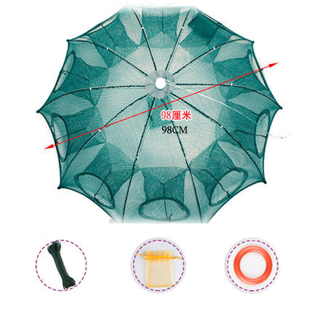 4/6/8/10/12/16/20 Holes Folded Portable Hexagon Fishing Net Crayfish Fish Automatic Trap Shrimp Carp Catcher Cages Mesh Nets Cra: 10 Imports