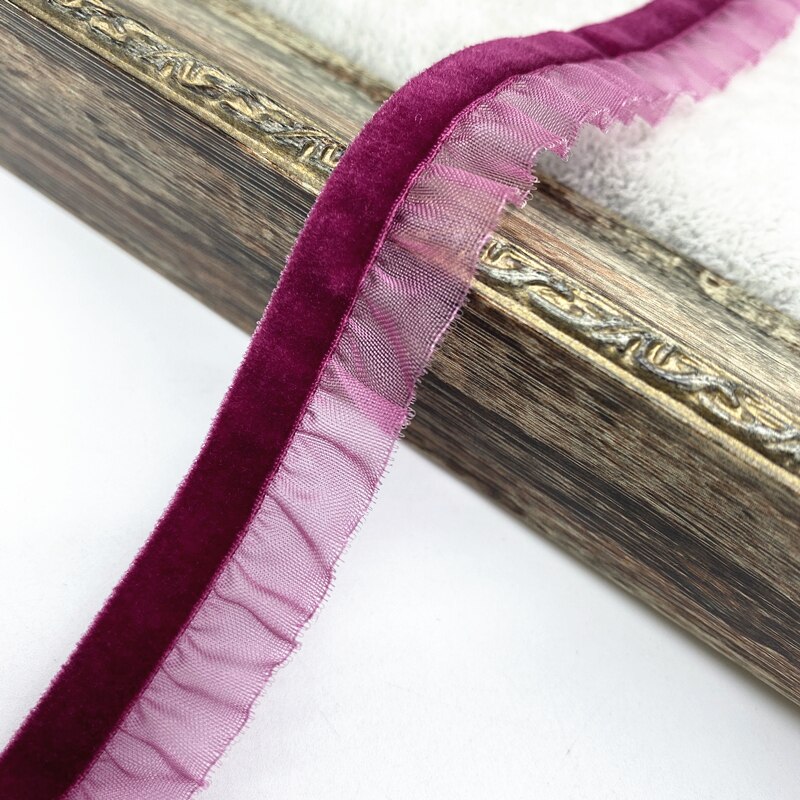 1 stocznia 15mm aksamitna elastyczna opaska do włosów gumowa koronka obszywka do szycia ręcznie wstążka DIY: Wine Red