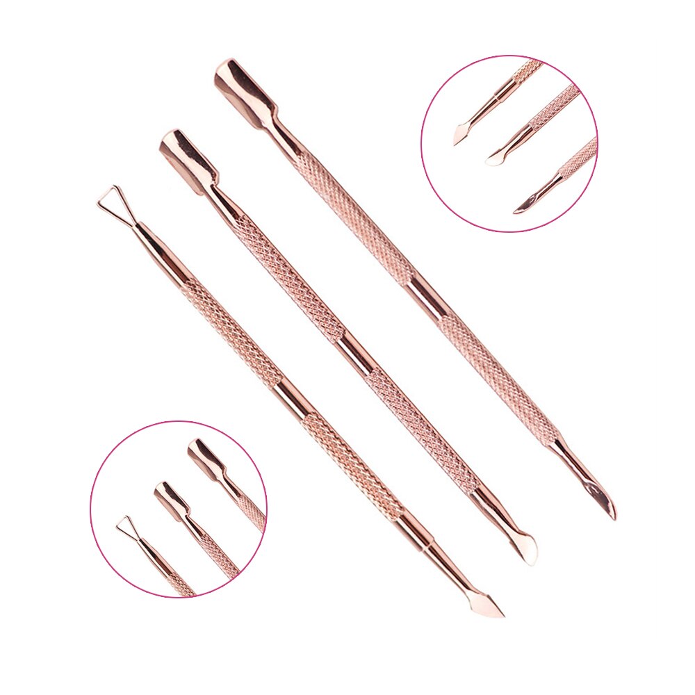 Diozo Cuticle Pusher Set Nail Care Cleaner Manicure Pedicure Tool Rose Gold Rvs Vinger Dode Huid Push