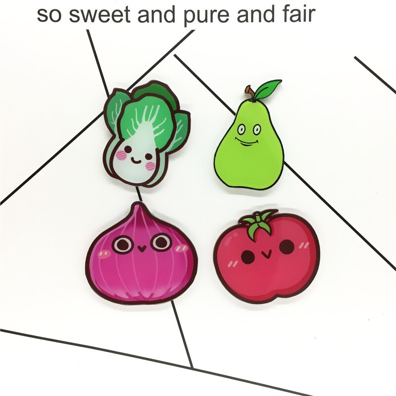 Leuke groenten komkommer corn tomaat Broche Acryl Pin Badges Pictogrammen op De Rugzak Medaille Decoratie Badge voor Kleding