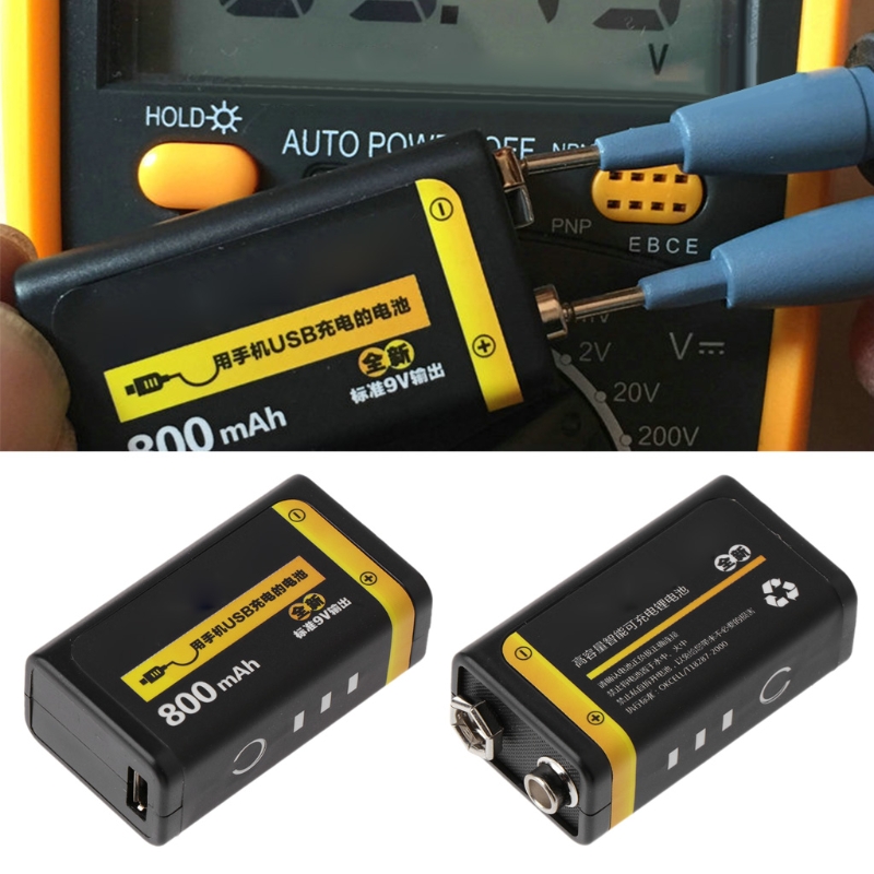 9V 800Mah Micro Usb Oplaadbare Lipo Batterij Voor Multimeter Microfoon Afstandsbediening