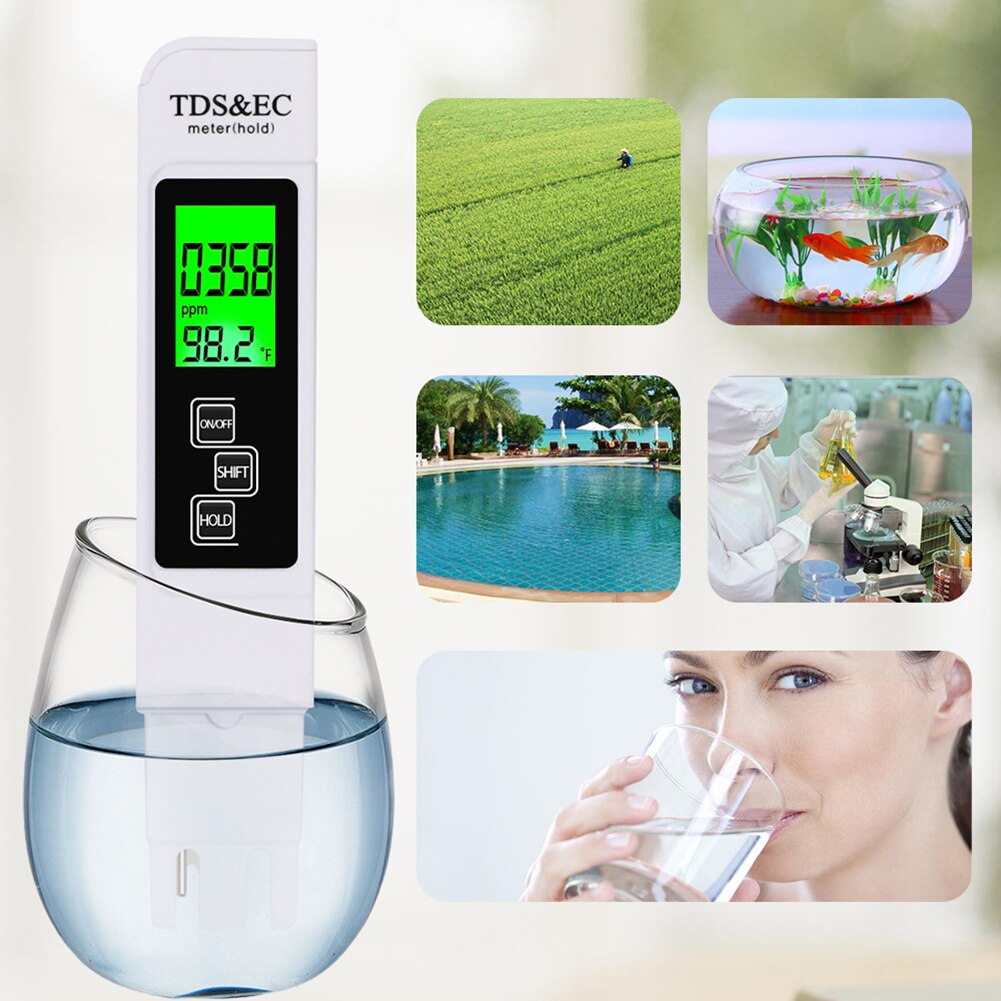 Digital Water Test Pen EC TDS Tester PH Meter Water Hardness Instruments Purity Test Tool for Drinking Water Aquariums