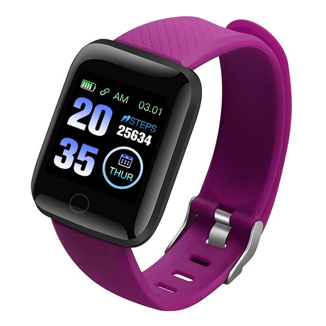 Smart Bracelet Blood Pressure Measurement Waterproof Fitness Tracker Watch Heart Rate Monitor Pedometer Smart Band Women Men: Purple