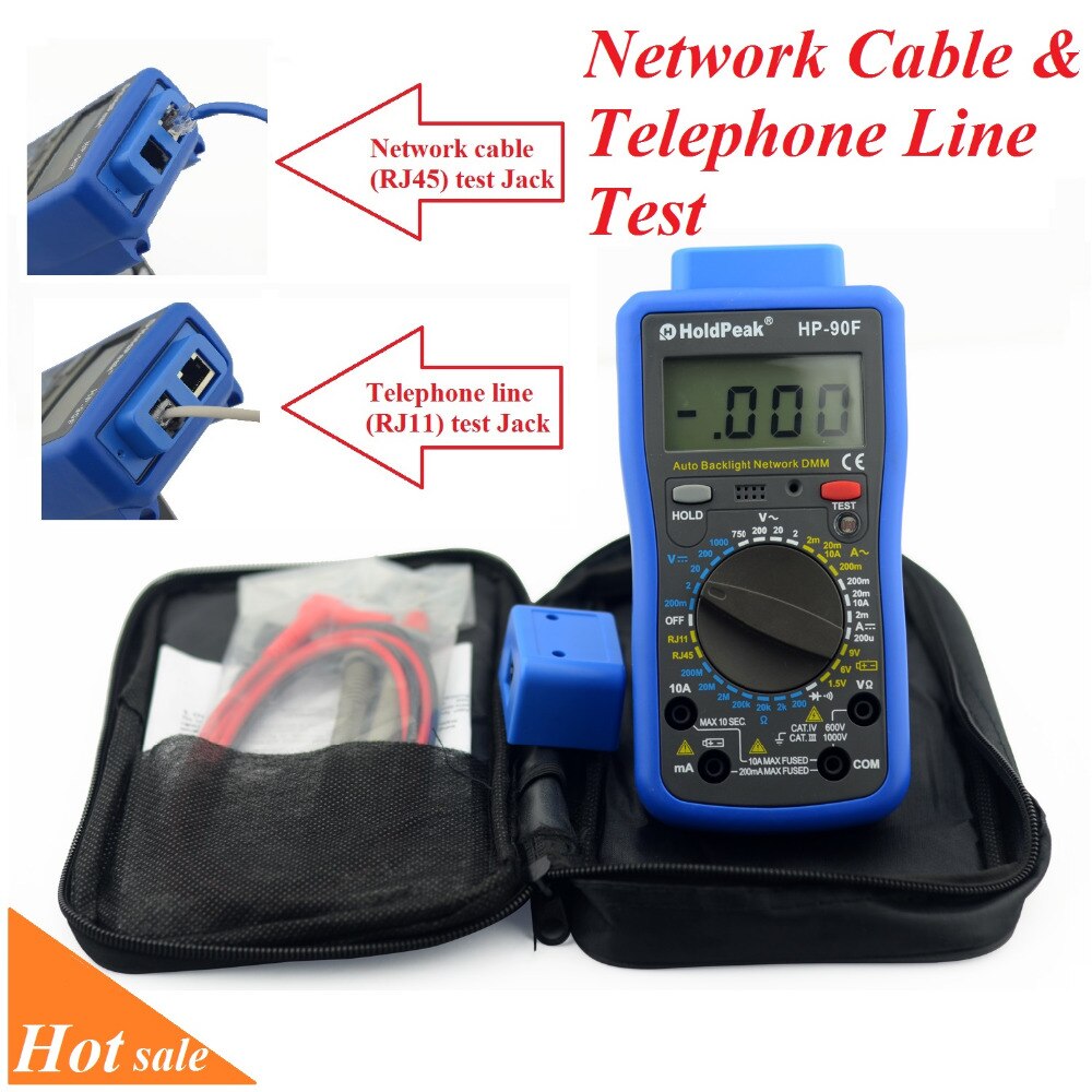 HoldPeak HP-90F Multimetro Digital HoldPeak HP-90F Digital Network Multimeter Meter with Telephone Line and Network Cable Test