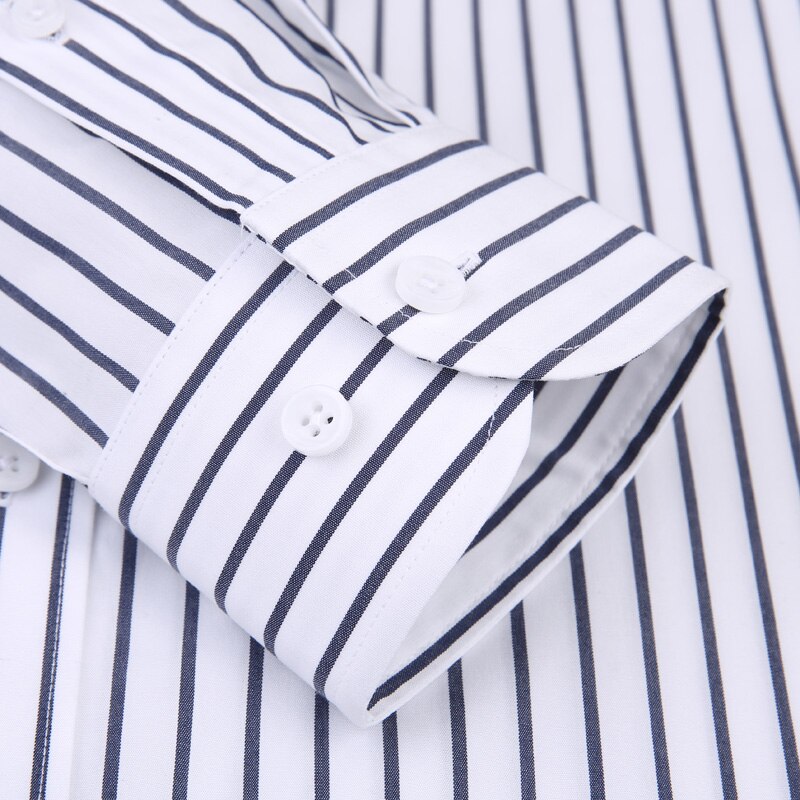 Chemise à manches longues pour homme à rayures verticales, tissu facile d'entretien - infroissable, chemises boutonnées décontractées et élégantes en coton