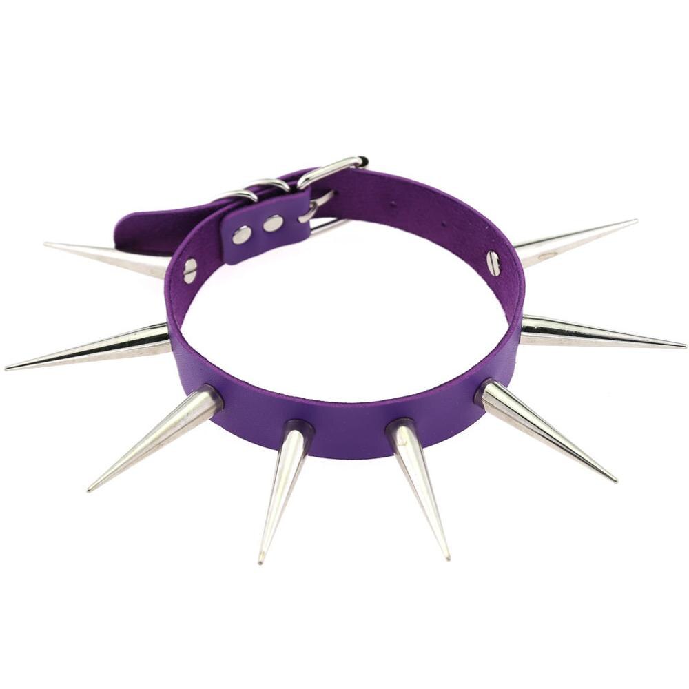 Big Long Spiked Choker Punk Collar Women Men Rivets Studded Chocker Chunky Necklace Goth Jewelry Metal Gothic Emo Accessories: Rhodium Plated