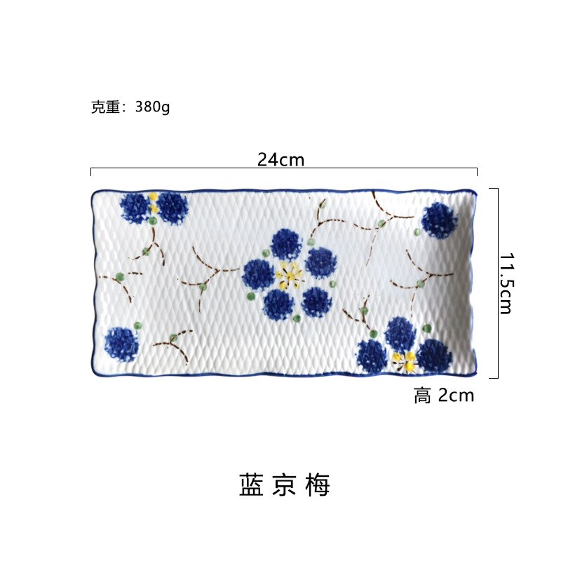 Rectangular Ceramic Snack Platter Japanese Style Sushi Tray Dessert Plate Western Food Dish: C