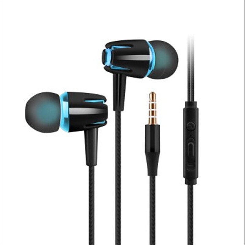 3,5mm verdrahtet Kopfhörer Mit Subwoofer Earbuds Verstellbaren Volumen Kopfhörer Musik Sport Spielen Headset Mit mic Für Xiaomi IPhone: Schwarz Blau