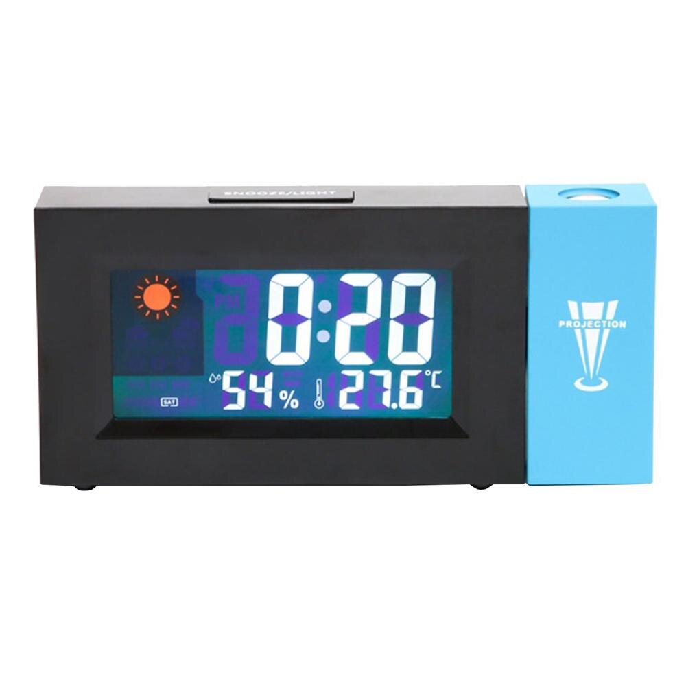 Electronic Digital LCD Desk Clock Temperature Humidity Monitor Clock Thermometer Hygrometer Weather Forecast Table Clock: Type2 with projector