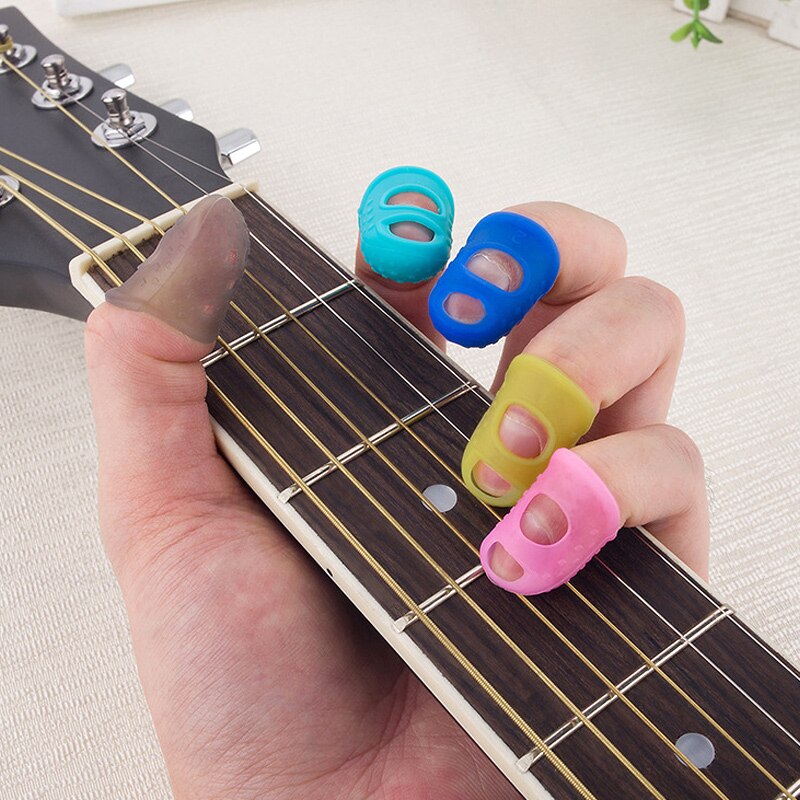 5 Sizes Guitar Fingertip Protectors Silicone Finger Guards for Ukulele Electric Guitar Small Middle Large XD88