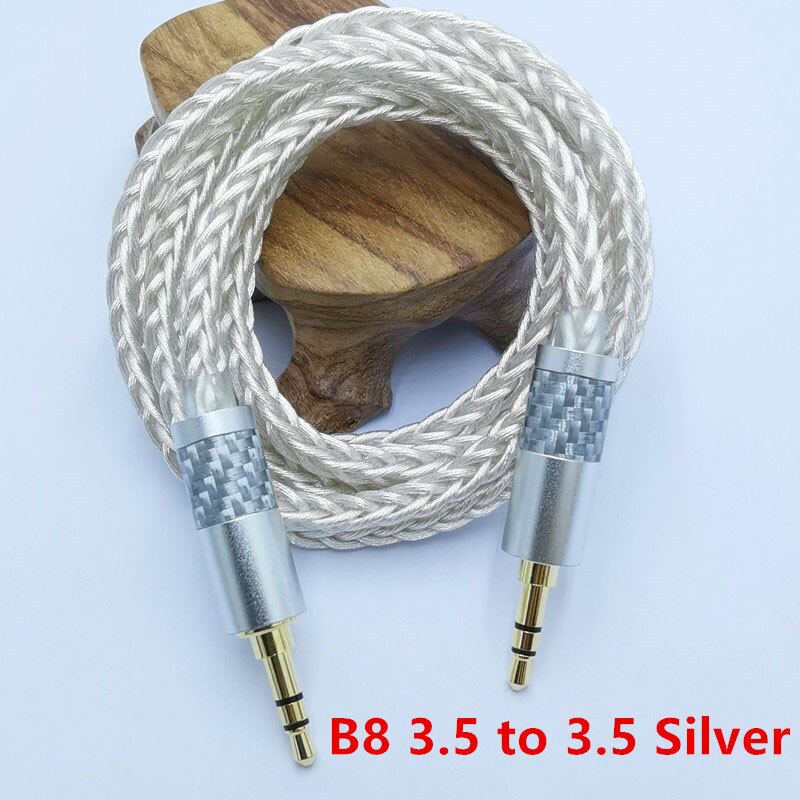 B8 Jack 3.5 Audio Cable 3.5mm Speaker Line Aux Cable for Phone Car Headphone Audio Jack Audio Cable For Amplifier DAP DA: B8 3.5 to 3.5 Silver / 1m