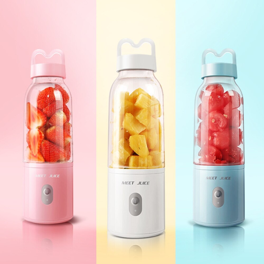 Meet Juice Mini Portable Electric Fruit Juicer Personal Juice Cup Smoothie Maker Blender Pink