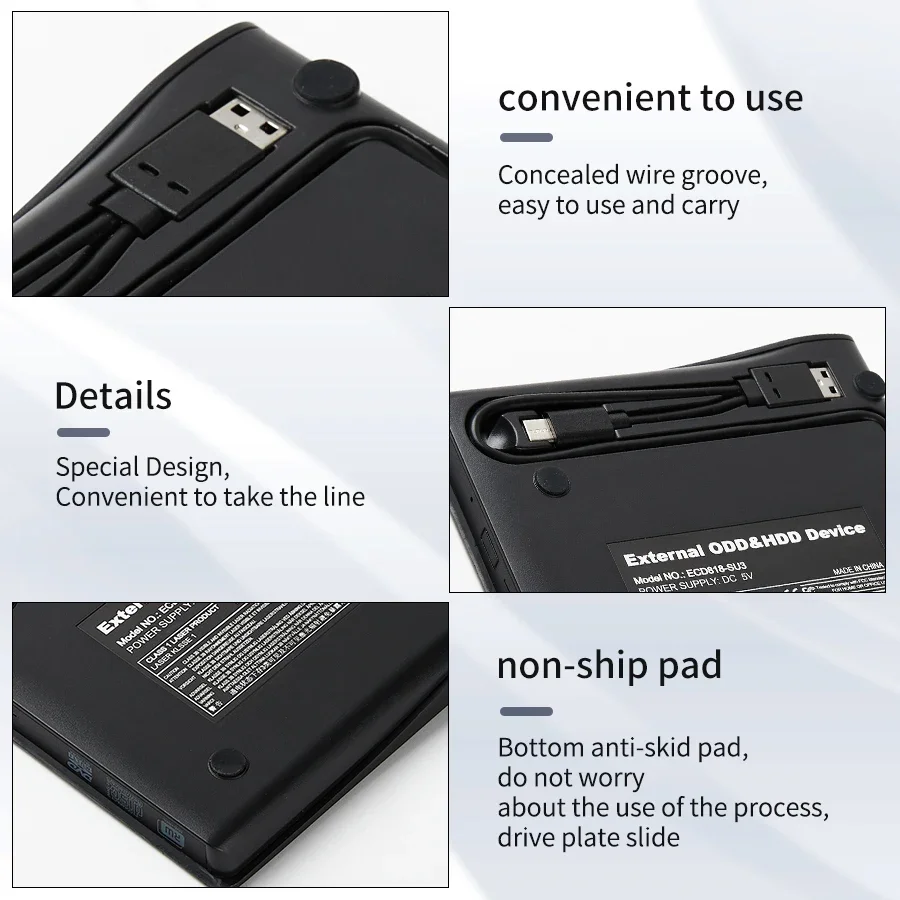 2 in 1 USB3.0 Type C External DVD RW Drive Slim Portable DVD CD Player Drive Burner Reader Optical Drive For LaptopPC DVD Burner