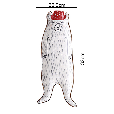 Animal Dishes Ceramic Plates Breakfast Beef Cartoon Cute Dessert Dish Fruit Snack Plate Simple: bear