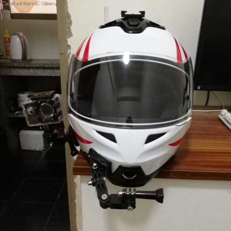 Justerbar motorsykkel hjelm hake montere bærbar lett installasjon rask brakett stativ til gopro kameraholder sett tilgang
