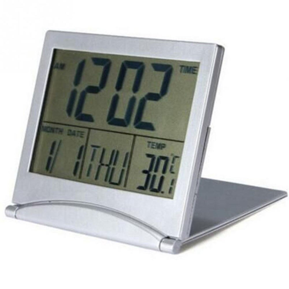 Reloj despertador Digital LCD plegable, reloj Digital de escritorio con alarma de viaje y temperatura para el hogar, 1 unidad